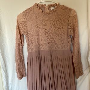 blush pink dress with lace top